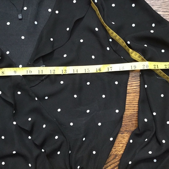 Dynamite Black and White Polka Don’t Faux Wrap Top - Picture 9 of 12